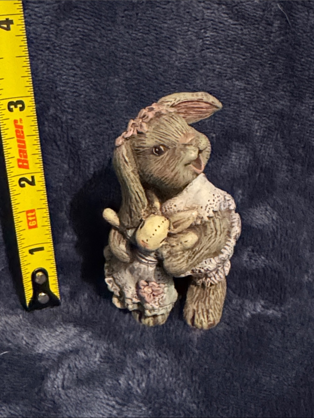 Decorative Gray Bunny Figurine Plush-Style Small Pet Decor Sarah’s Attic